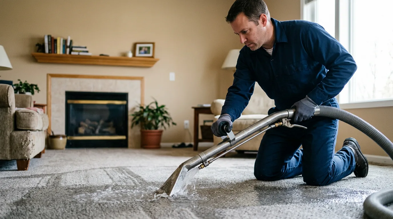 Water damage restoration technician working near Prairie Creek, IN